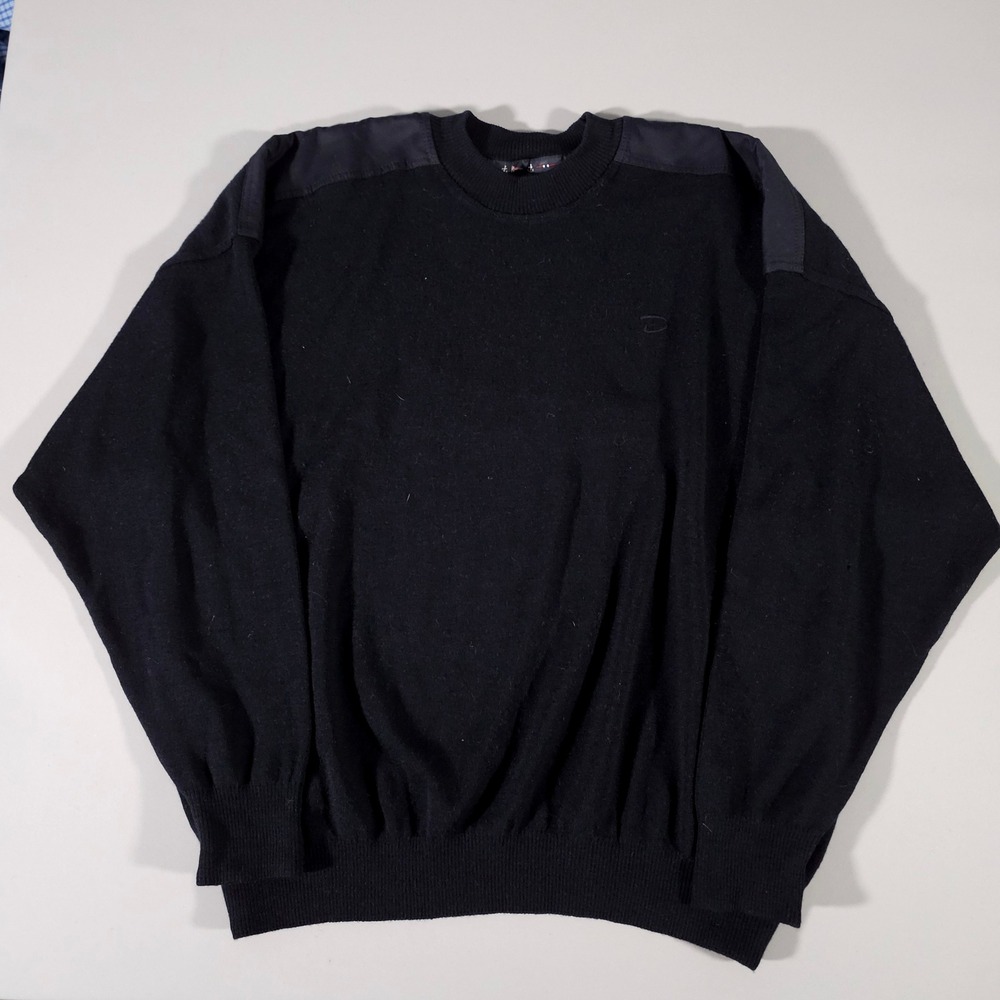 Dale of Norway Sweater Mens XXL Black Wool Crewneck Shoulder Patches